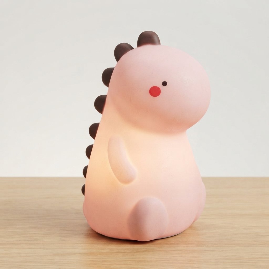 Dinosaur Silicone LED Night Light for Kids, 7 Colours — Pink