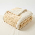 Double-Layer Berber Fleece Throw Blanket, Heart Texture — Custard
