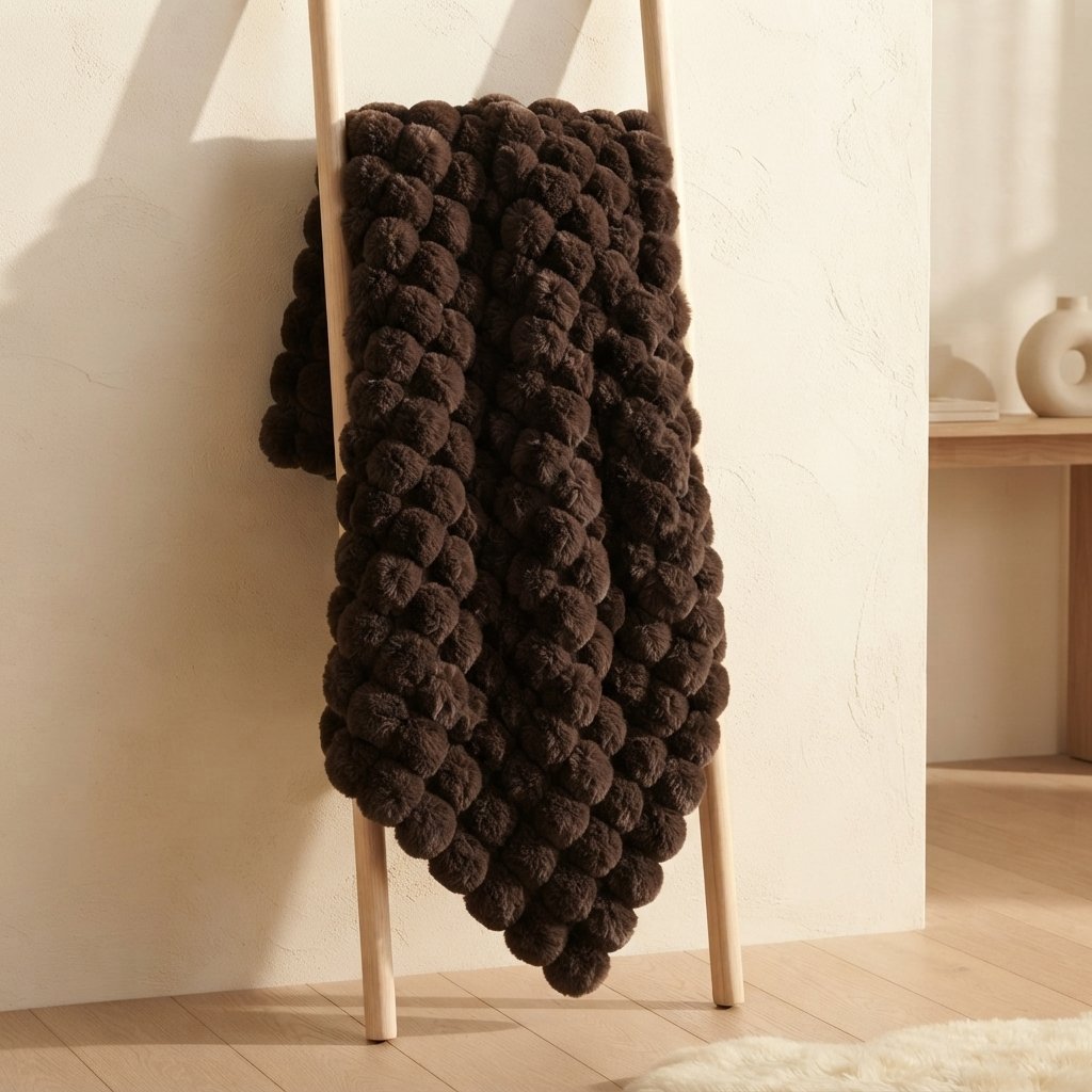 Faux Fur Throw Blanket, Double-Lined, All-Season — Espresso