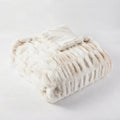 Faux Fur Throw Blanket – Ruched Plush, Two Sizes — Cream White