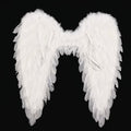 Feathered Angel Wings Costume Accessory with Adjustable Straps — Black