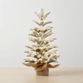 Flocked Tabletop Christmas Tree with Warm LED Lights — White
