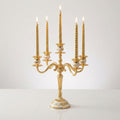 Floral Alloy Candelabra, 3-Arm or 5-Arm — Gold White