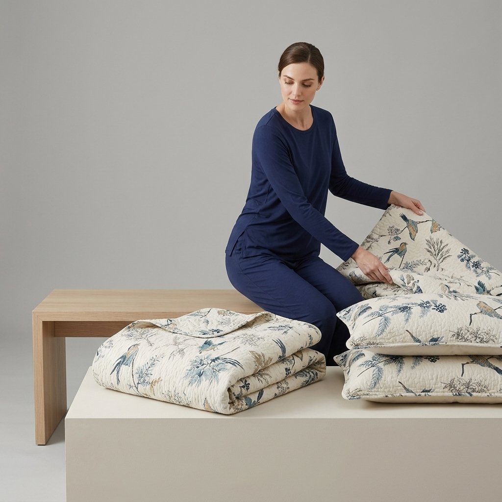 Floral Cotton Quilted Coverlet Set with 2 Pillowcases — 90" x 98" + 2 pillowcases