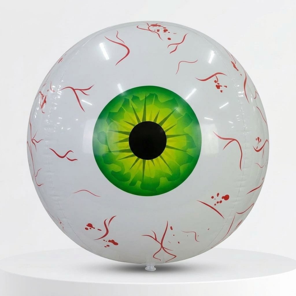 Giant Inflatable Halloween Eyeball Balloon with Bloodshot Design – 22 Inch Foil Decoration for Indoor and Outdoor Use — Green