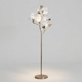 Ginkgo Leaf Floor Lamp with Ceramic Shades, Gold — Metal