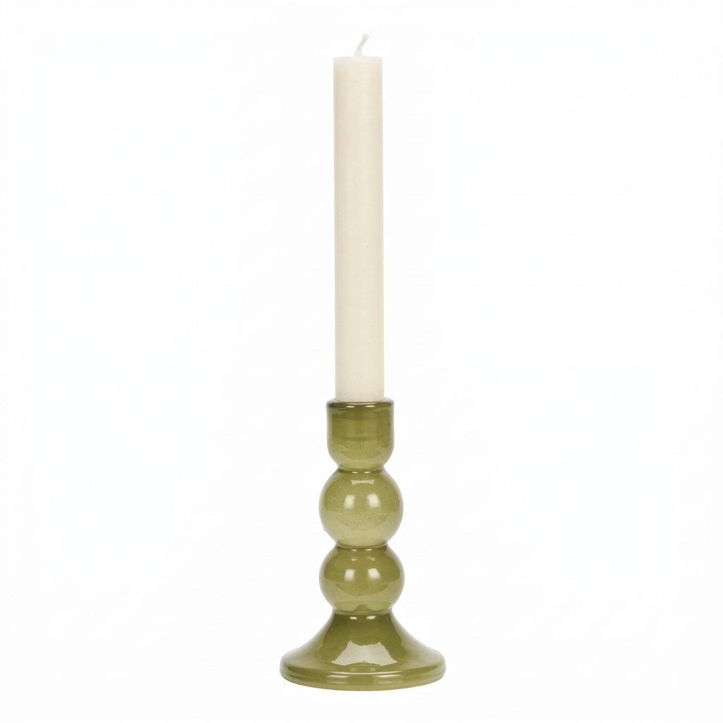 Glass Candle Holder in Olive, 2 sizes — Med