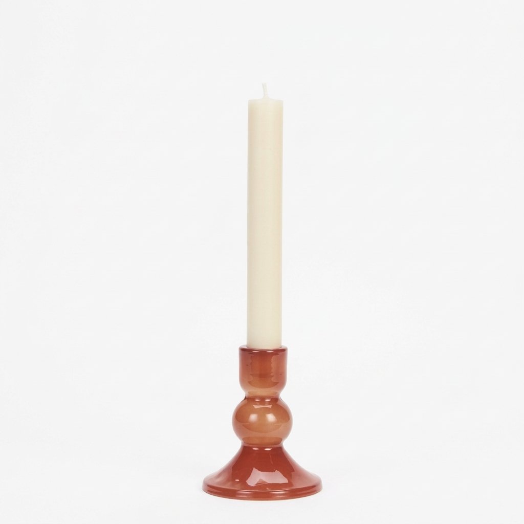 Glass Candle Holder in Red, 2 sizes — Med