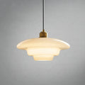 Glass Pendant Light, Mid-Century Tiered Shade, Three Shapes — A