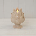 Glazed Artichoke Ceramic Tealight Holder — Beige