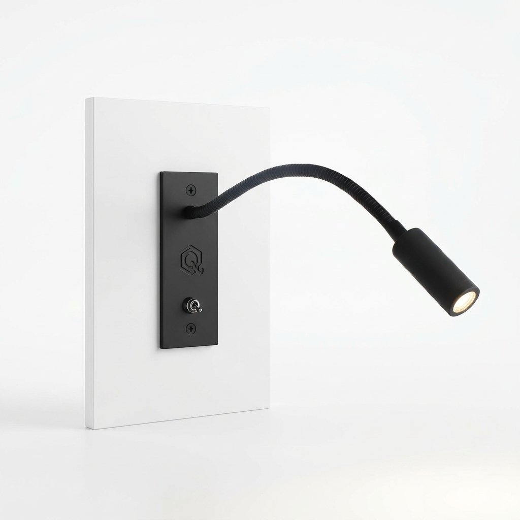 Gooseneck LED Wall Reading Lamp with Flexible Arm — Black