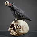 Gothic Raven and Skull Resin Sculpture with Eyeball Detail — Default
