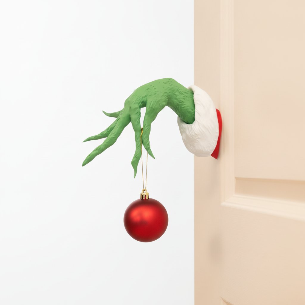 Green Monster Arm Christmas Wall Decoration with Santa Hat — A