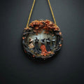Halloween 3D Relief Witch Wall Plaque with Gnarled Branch Border and Rope Hanger — Witch Silhouette