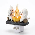 Halloween Ghost Campfire Plug-In LED Night Light with Two Ghost Figures Roasting Marshmallows — A (US Plug)