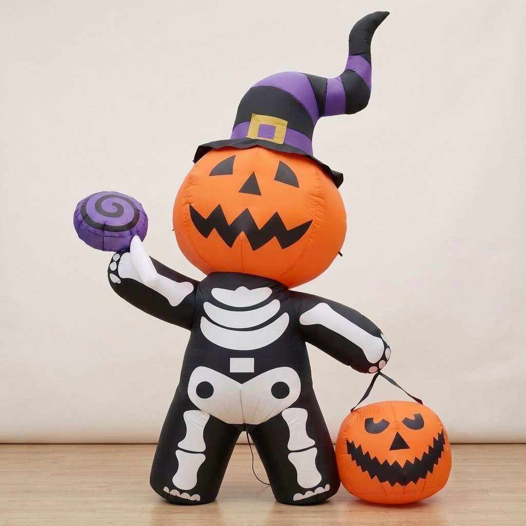 Halloween Inflatable Pumpkin Skeleton with LED Lights – 6 ft Outdoor Decoration — AU Type