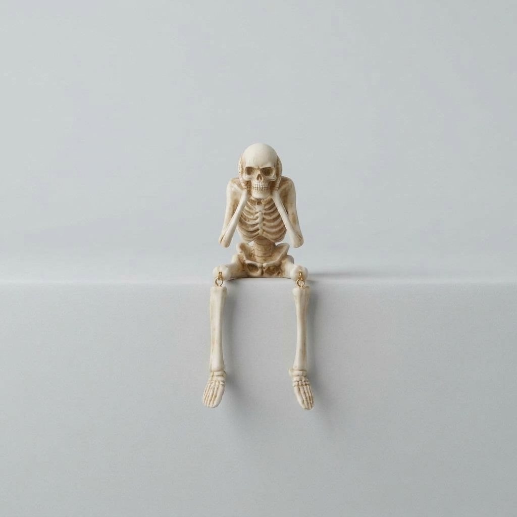 Halloween Skeleton Shelf Sitter Figurine with Dangling Legs and Poseable Joints — A