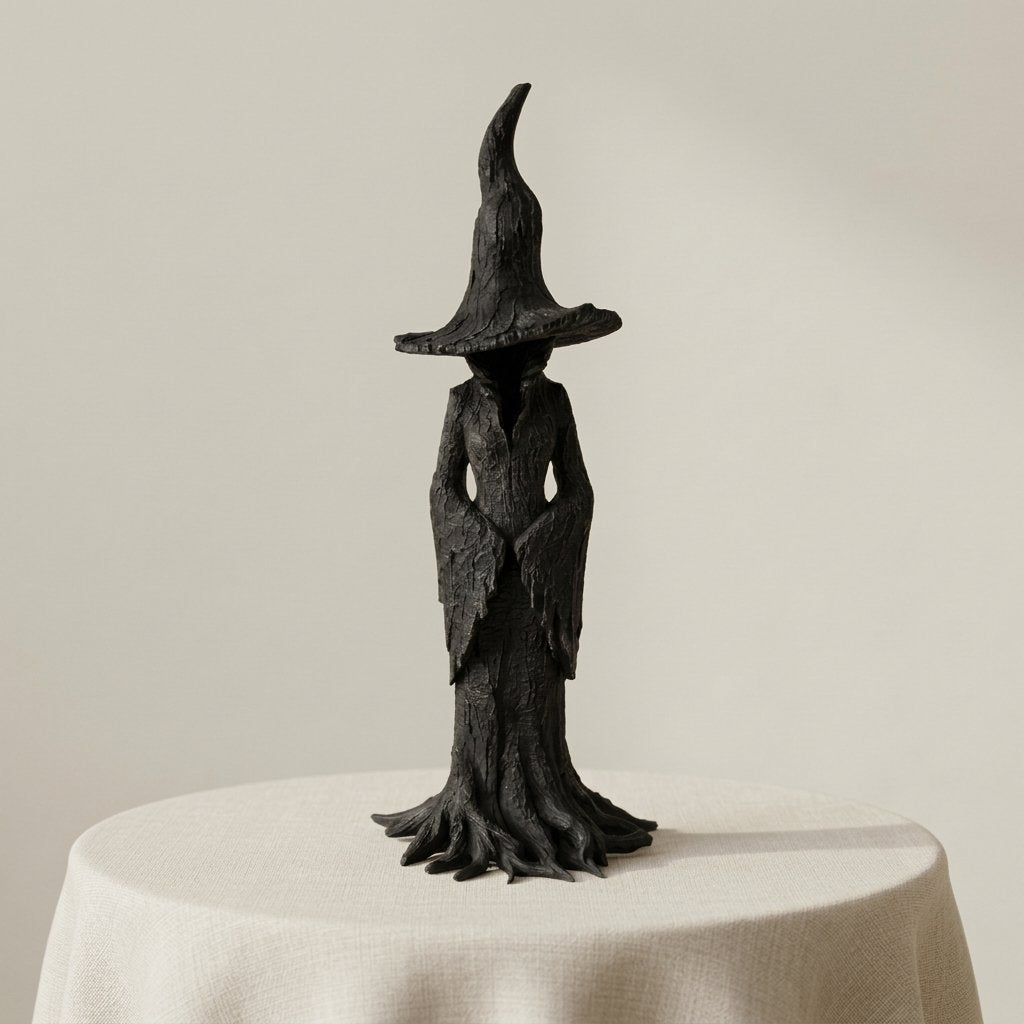 Hand-Painted Witch Guardian Resin Statue – Rustic Decorative Figure for Indoor and Outdoor Display — Default