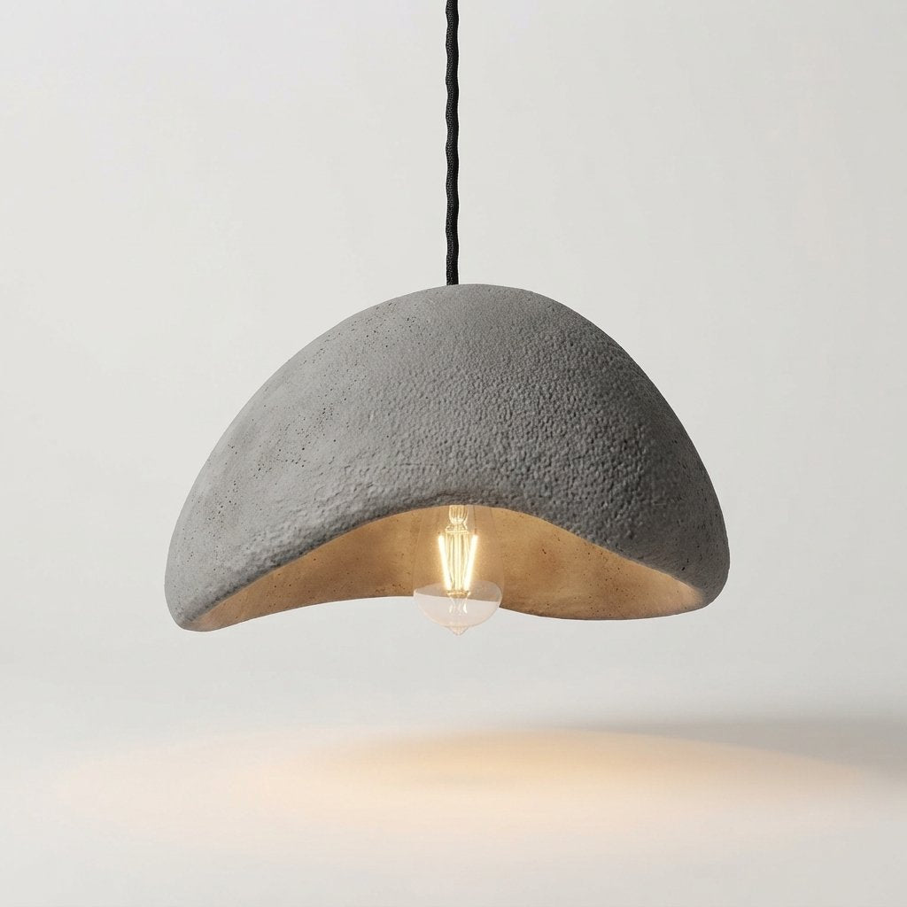 Handmade Wabi-Sabi Pendant Light, Nordic Dome Shade — A - Grey