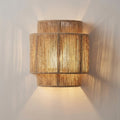 Handwoven Rattan Wall Light, Rustic Boho Sconce — W 23cm x D 12cm x H 25cm (W 9.1" x D 4.7" x H 9.8")