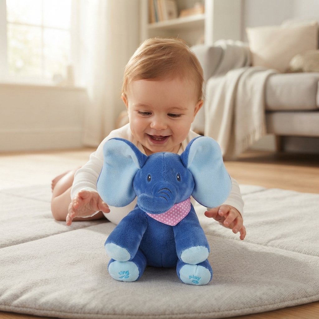 Interactive Singing Elephant Plush Toy for Babies — Blue