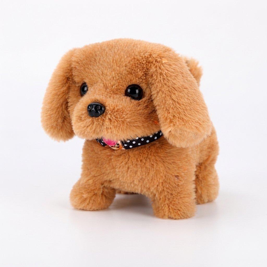 Interactive Walking Plush Puppy Toy with Barking Sound — Brown