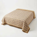 Kantha Bedspread – Block-Print Floral, Reversible Cotton — Bedspread