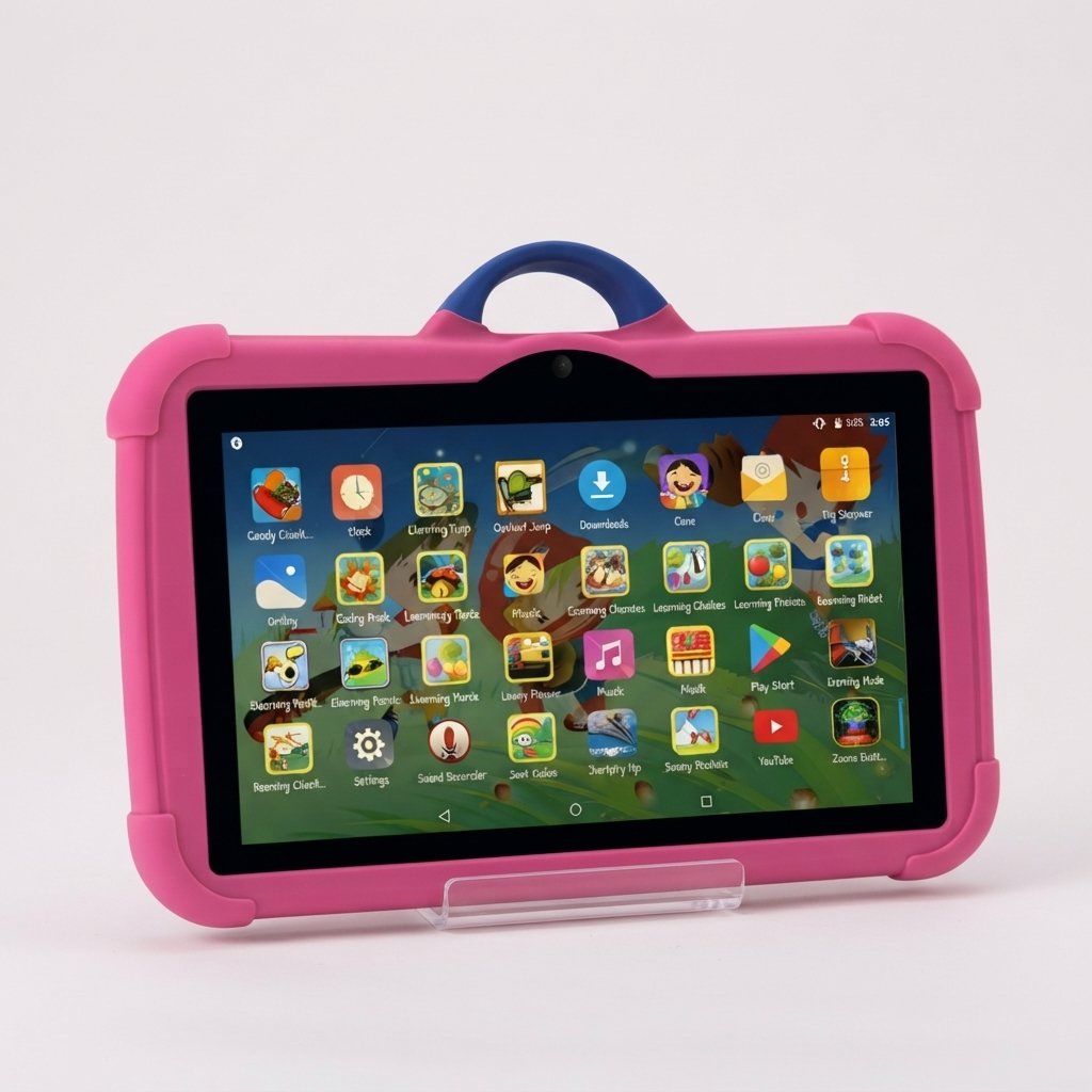 Kids Learning Tablet 7 inch with Shockproof Case, 64GB — Pink