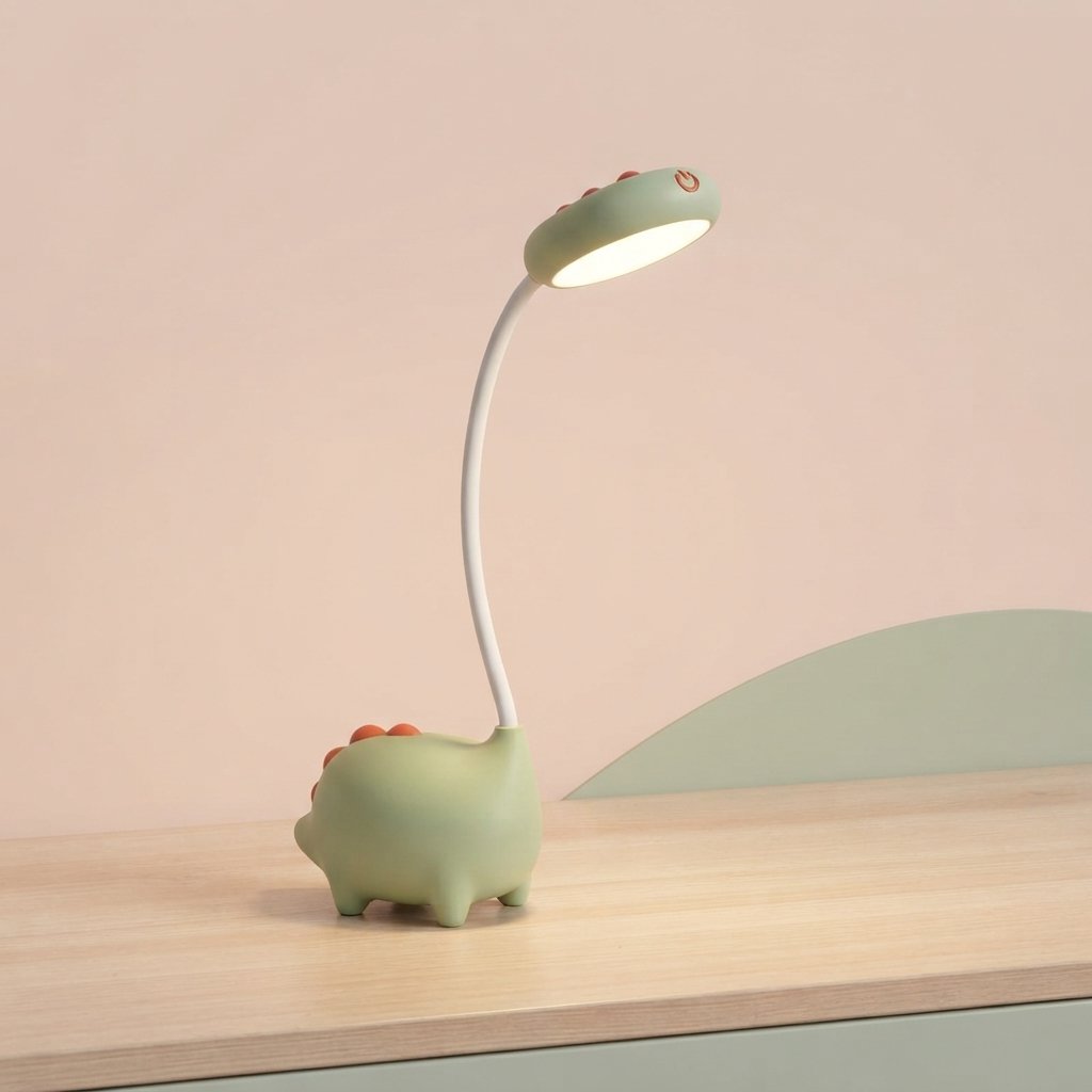 Kids' LED Dinosaur Desk Lamp, Rechargeable & Dimmable — Green