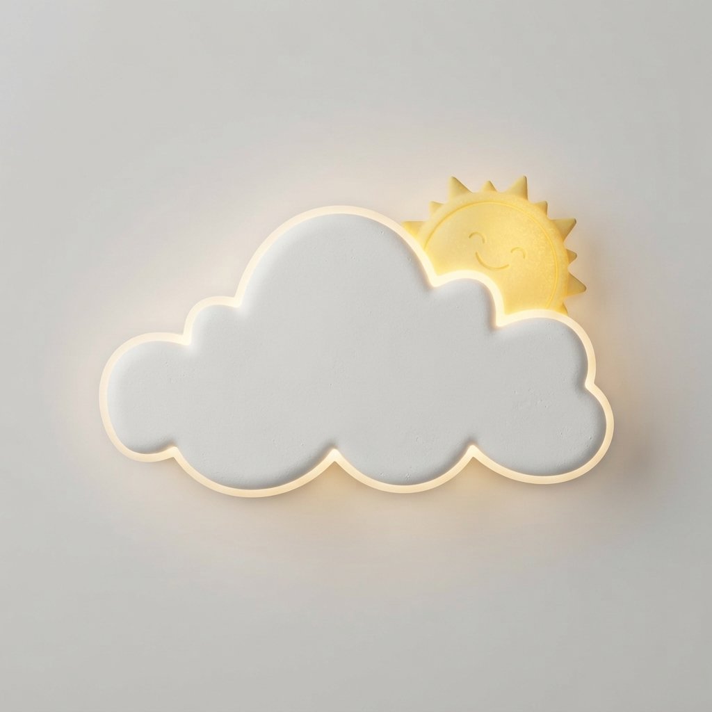 Kids' LED Wall Light – Cloud & Star Shapes, Pull Switch — Cloud White
