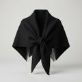 Knit Triangle Shawl Scarf, Wool-Feel, One Size — Black
