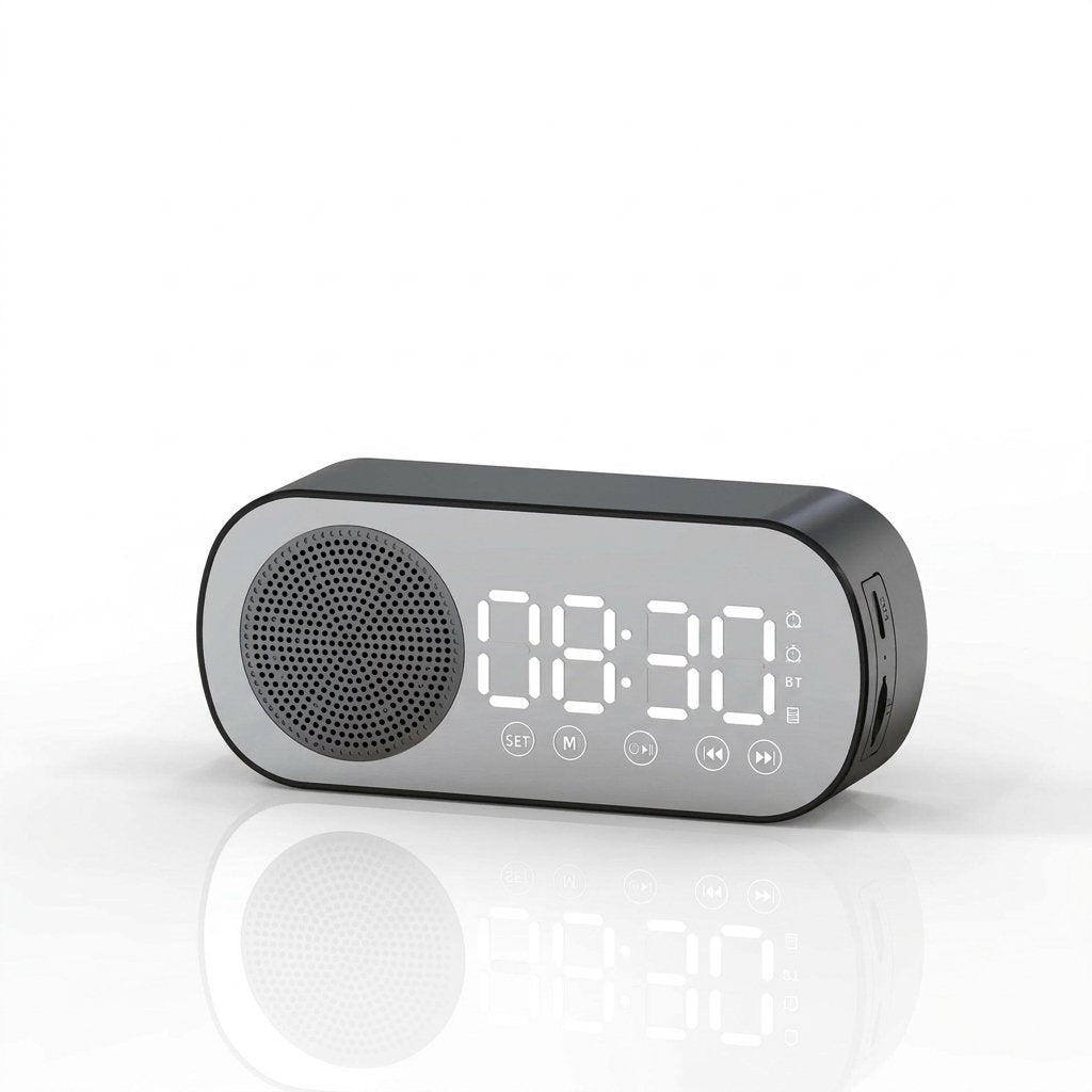 LED Alarm Clock with Bluetooth Speaker and FM Radio — Black