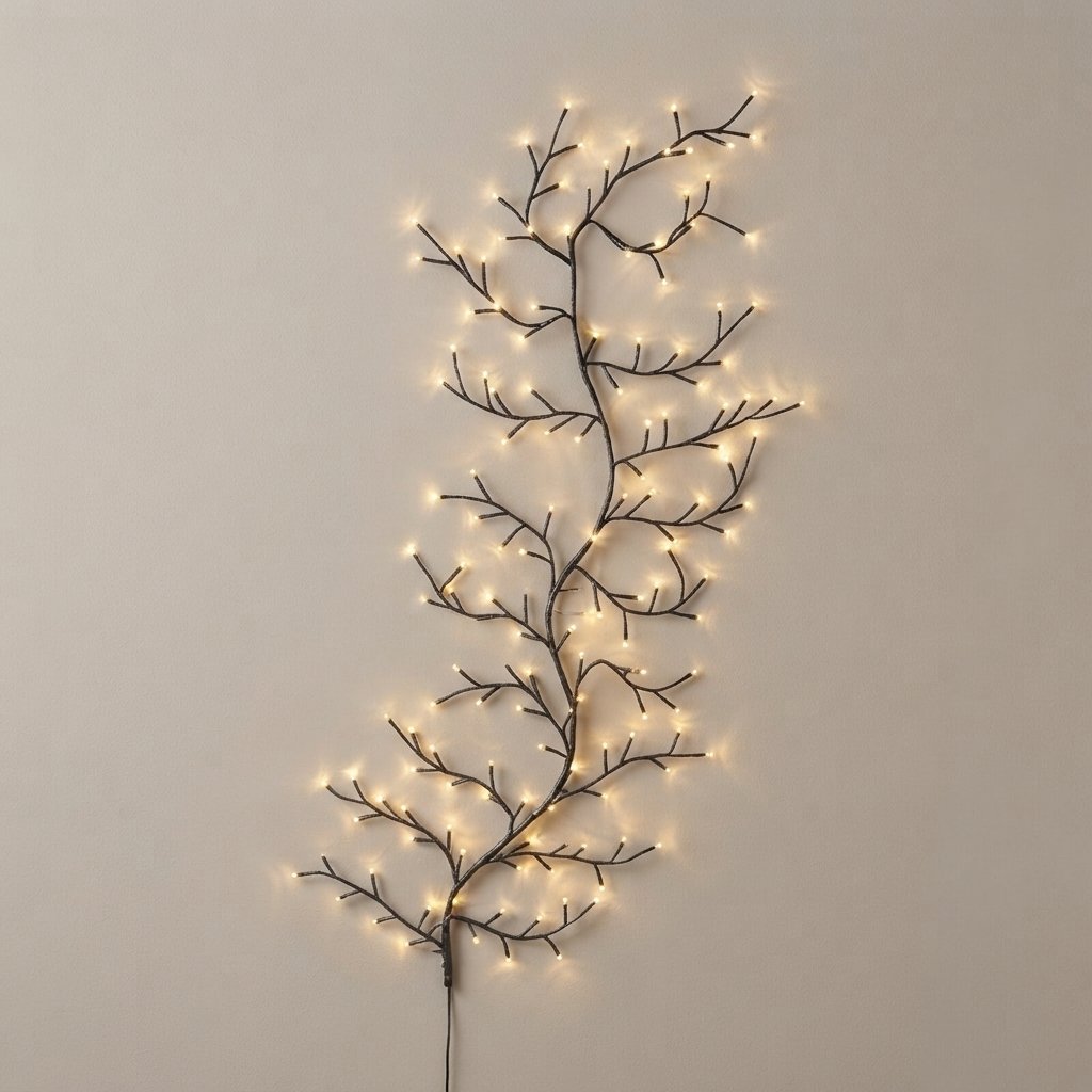 LED Branch Wall Light with Warm White Twinkling LEDs — 72LED