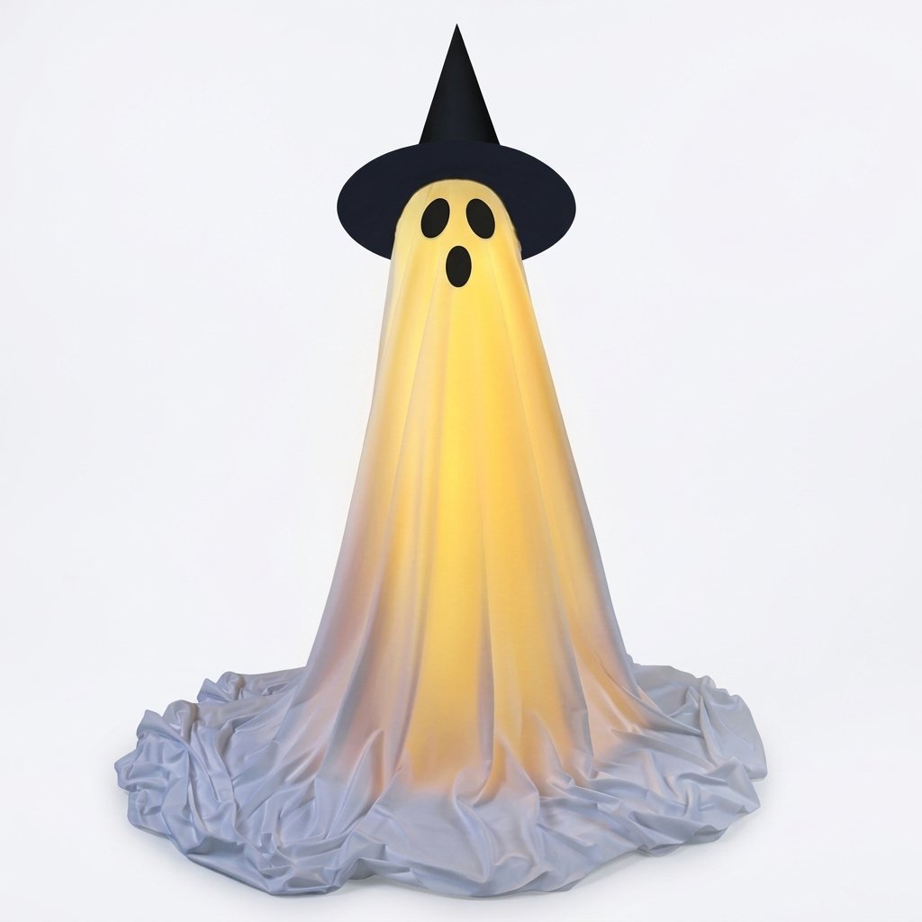 LED Ghost Halloween Decoration with Witch Hat and Wireless Remote Control, 50 in, Set of 1 or 2 — 1 pack