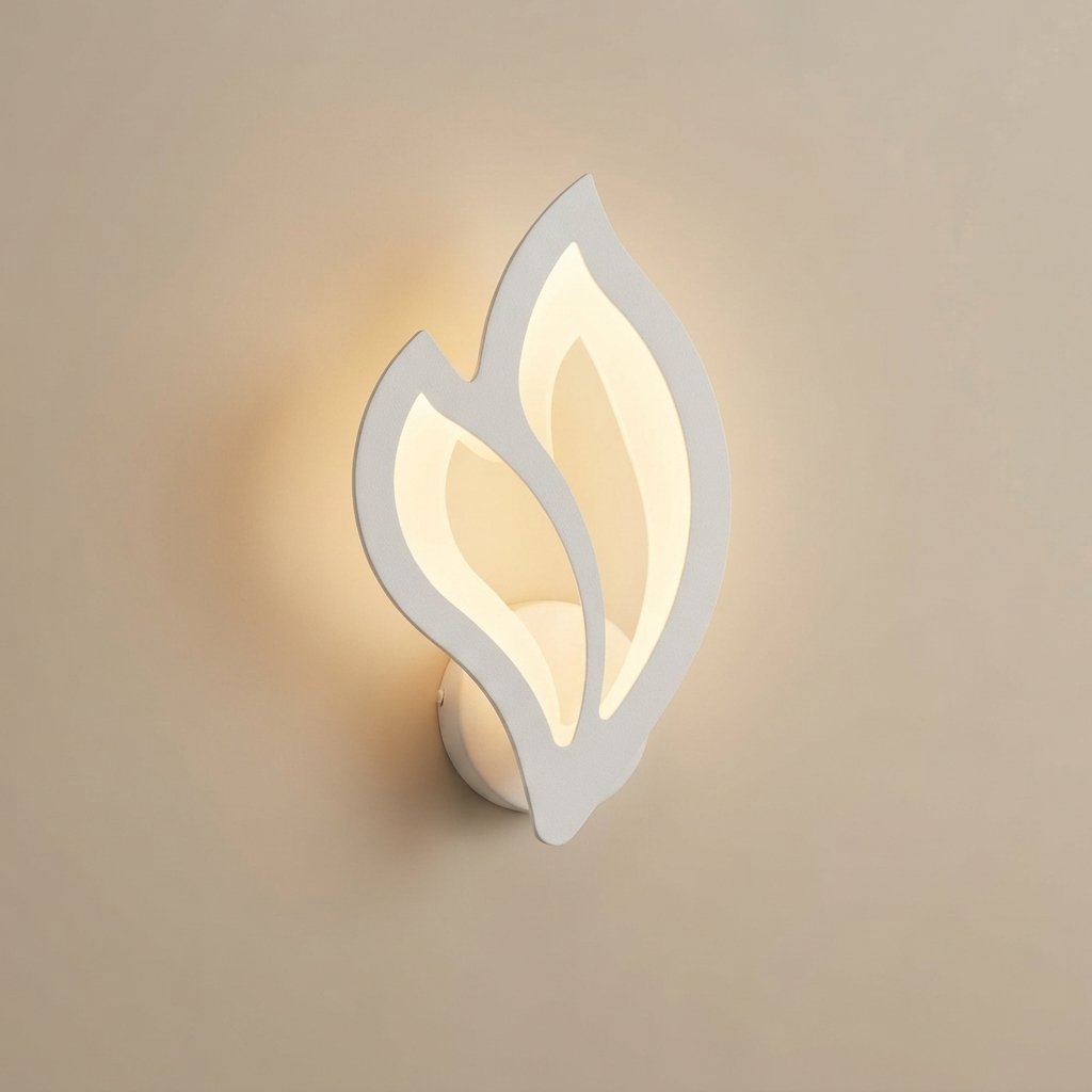 LED Leaf Wall Light, Warm White Acrylic Sconce — White - Warm Light