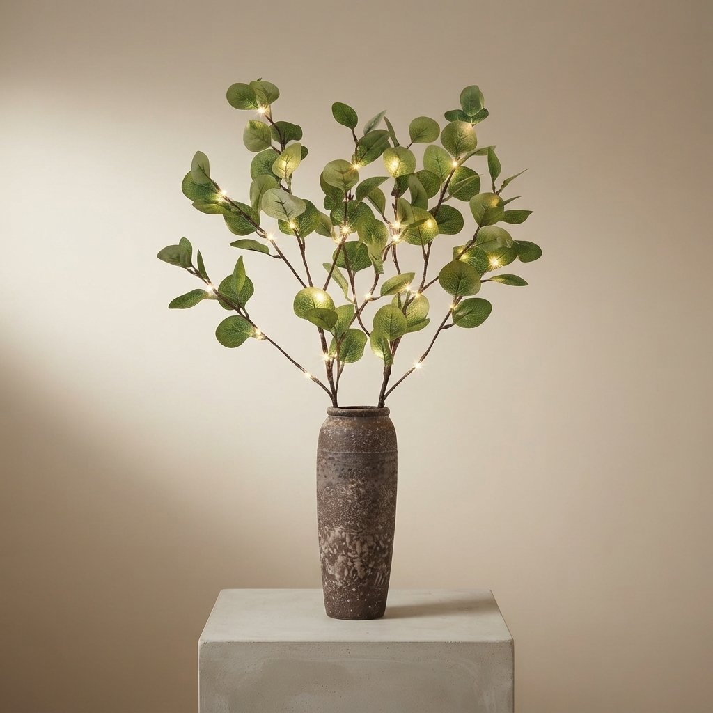 LED Light-Up Decorative Branch with Warm White Fairy Lights — Olive Branch