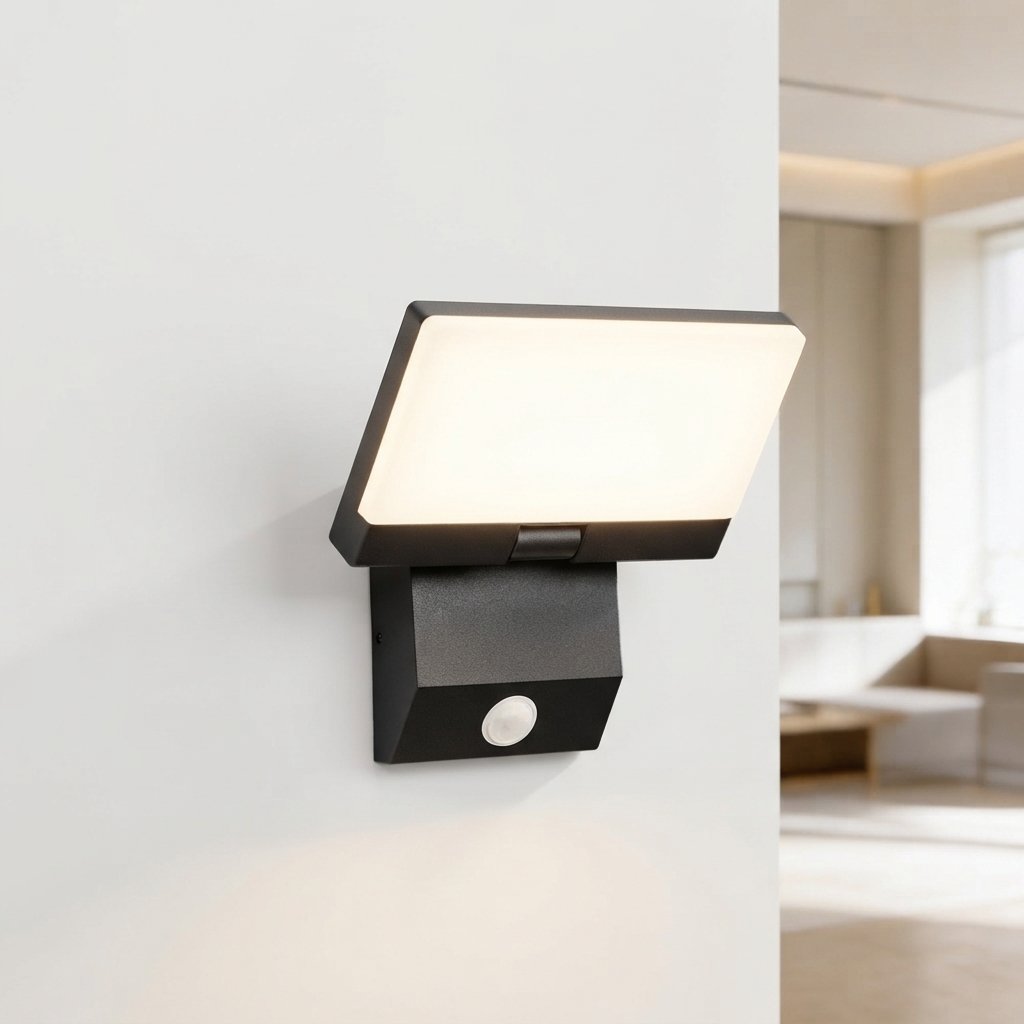 LED Outdoor Wall Light with Motion Sensor, 18W IP65 — Black Motion Sensor