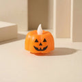 LED Pumpkin Tea Light Candles with Jack-o'-Lantern Design, Set of 12 — 12 pcs