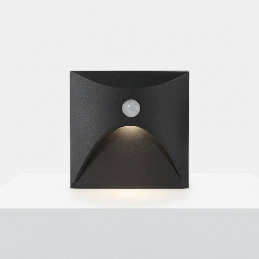 LED Wall Light with Motion Sensor, IP65, 3 W – Indoor & Outdoor — Black-Square