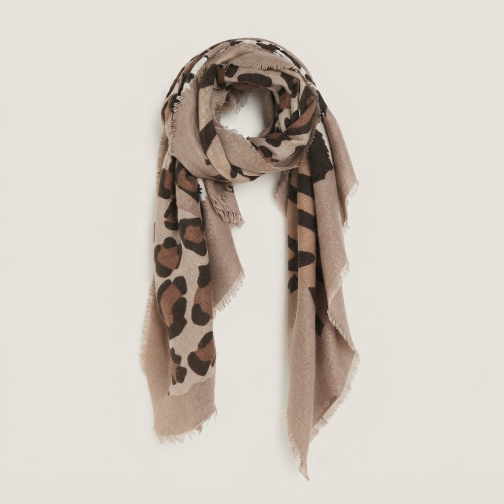 Leopard & Zebra Print Scarf in Beige – One Size — T.U
