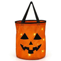 Light-Up LED Jack-O'-Lantern Halloween Trick-or-Treat Candy Bucket – Reusable Pumpkin Pail with Fairy Lights — 10PCS