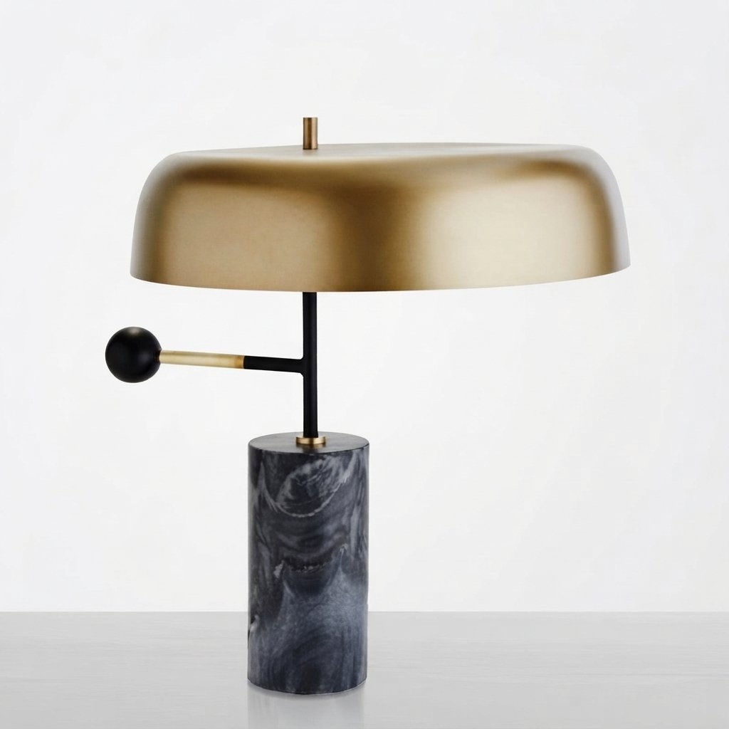 Marble Base Table Lamp, Black & Gold, E27 — Black+Gold