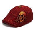 Men's flat cap with skull and rose embroidery — Model 1