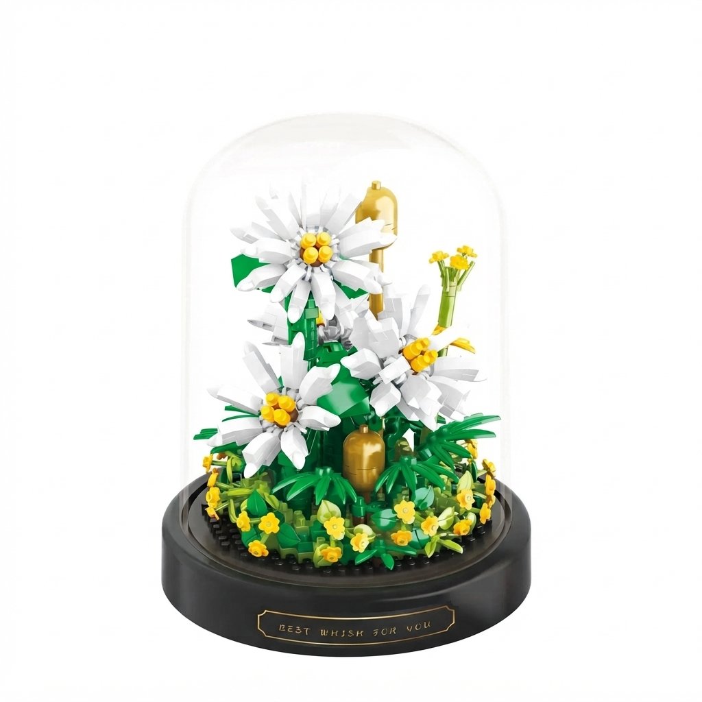 Micro Flower Building Block Set with Display Dome — Daisy - 490 pieces