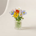 Miniature Glass Flower Set with Fluted Vase — 7pcs Bloom Set + Vase