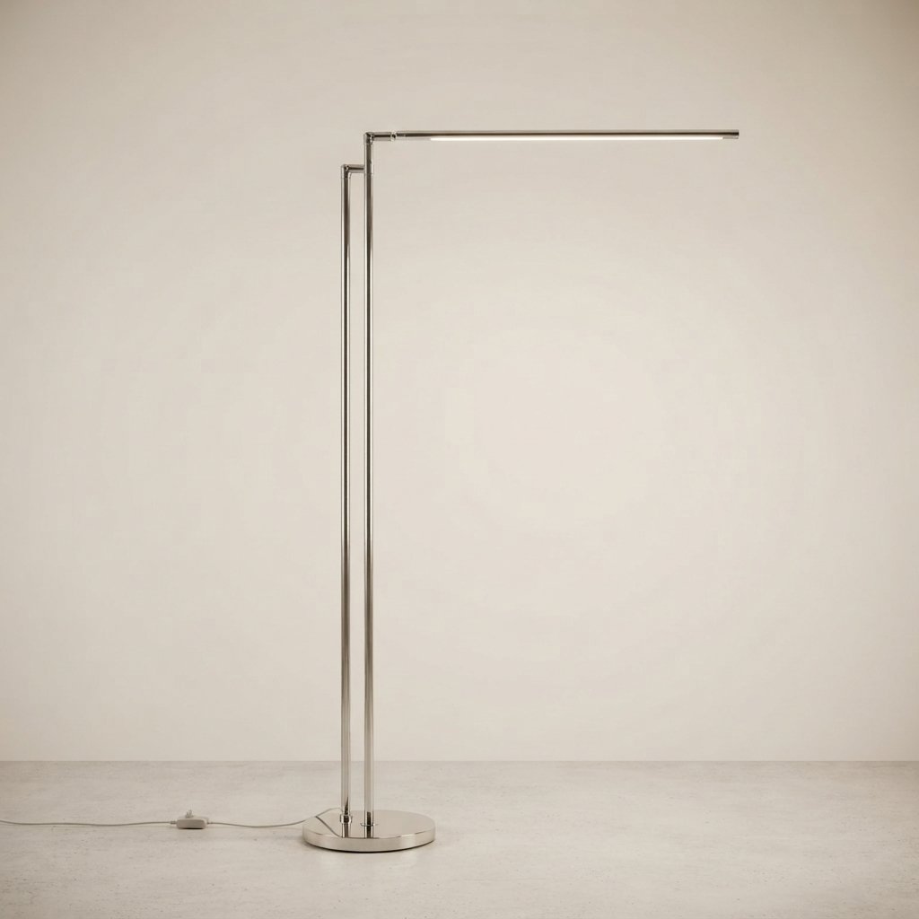 Minimalist LED Linear Floor Lamp with Adjustable Arm — White Light