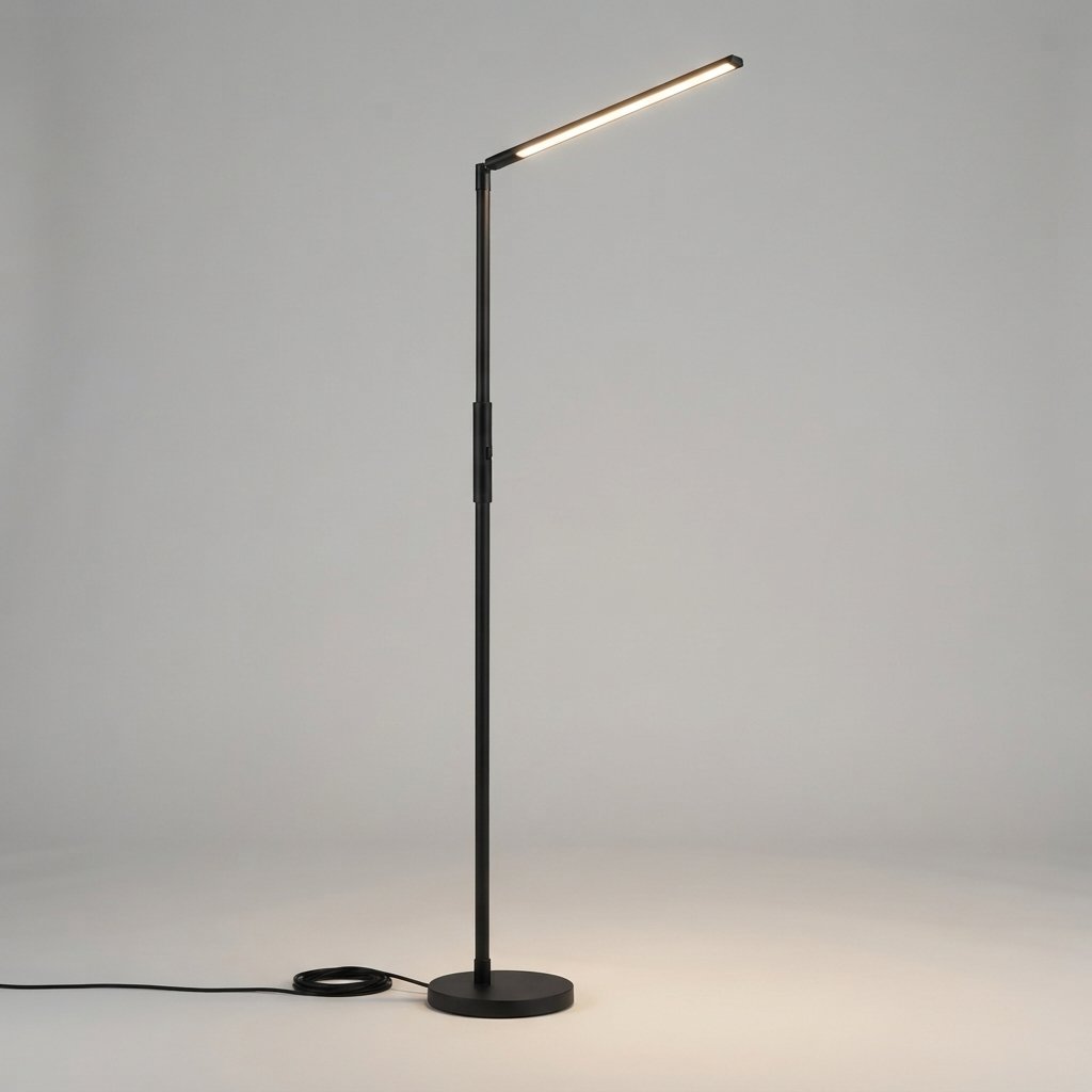 Minimalist Linear LED Floor Lamp, Metal, Black or White — Black