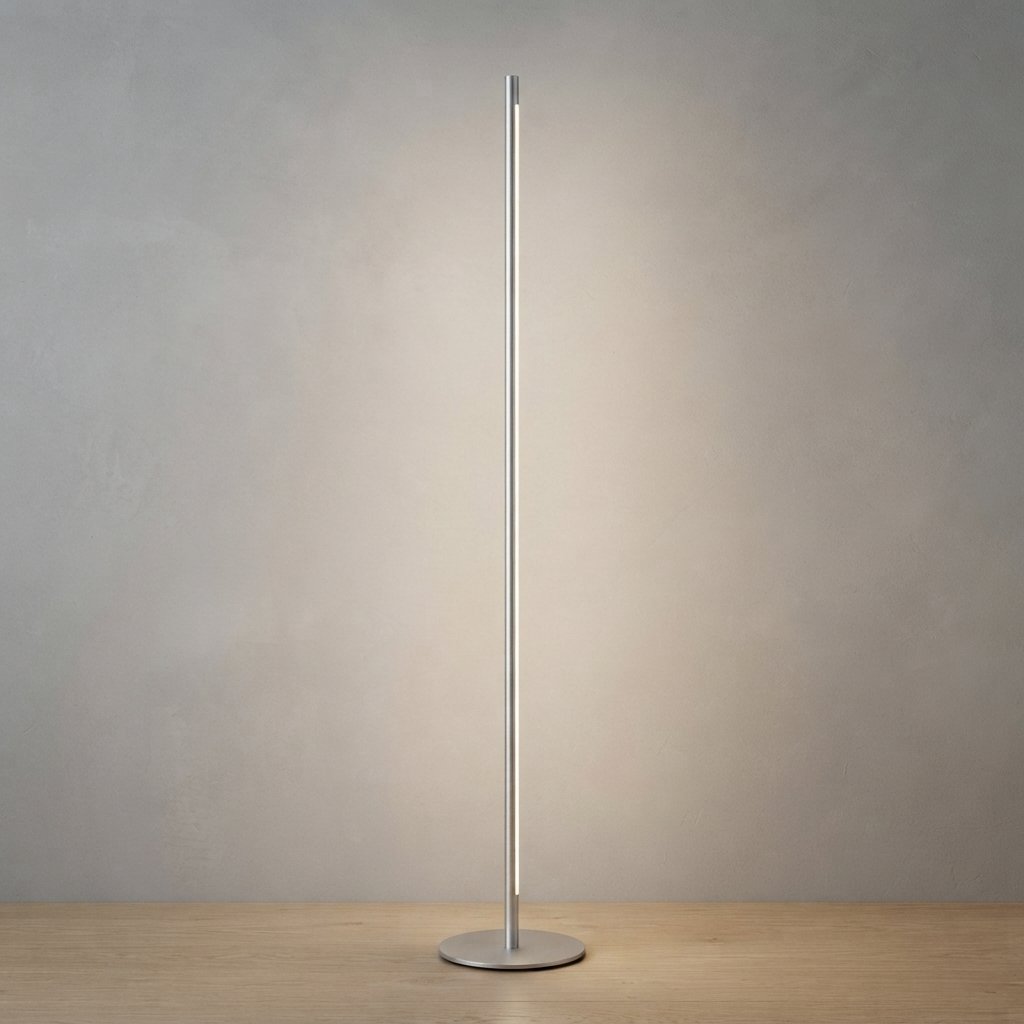 Minimalist Linear LED Floor Lamp with Warm Glow — Silver