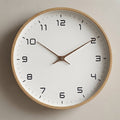 Minimalist Wood Frame Wall Clock with Silent Quartz — Brown