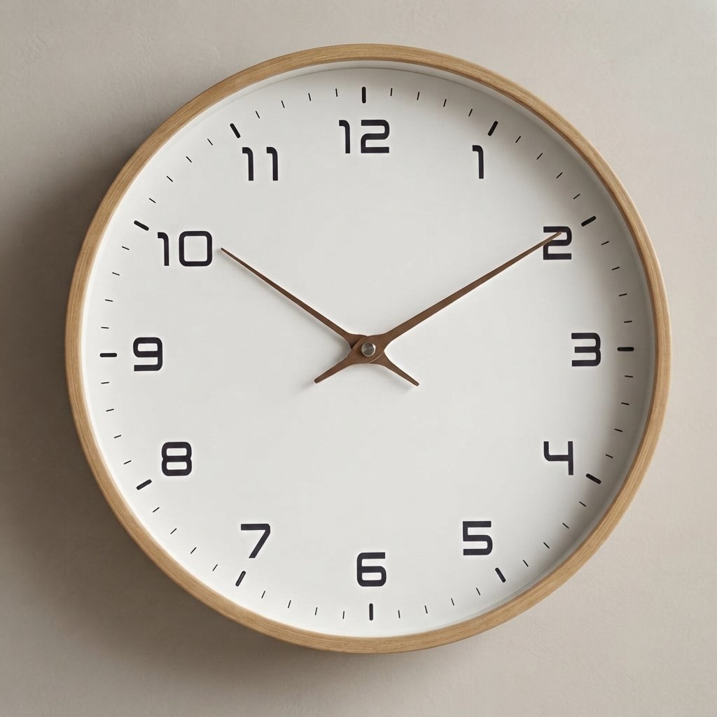 Minimalist Wood Frame Wall Clock with Silent Quartz — Brown